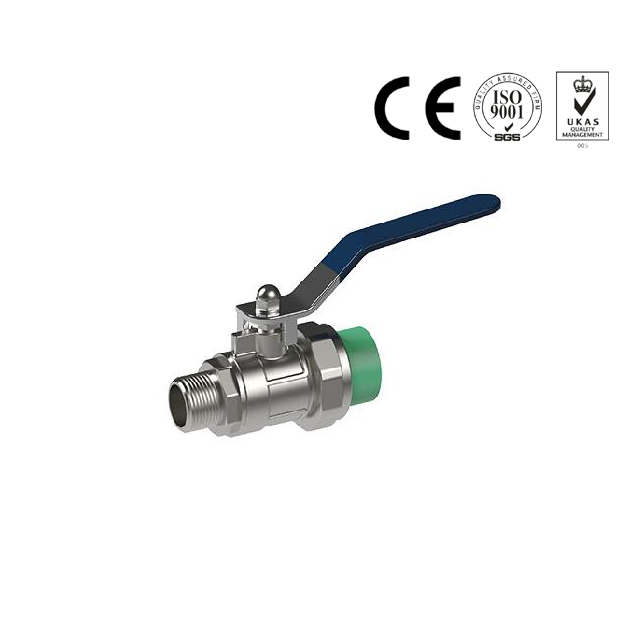 ISO Standard green white grey ppr male brass ball valve