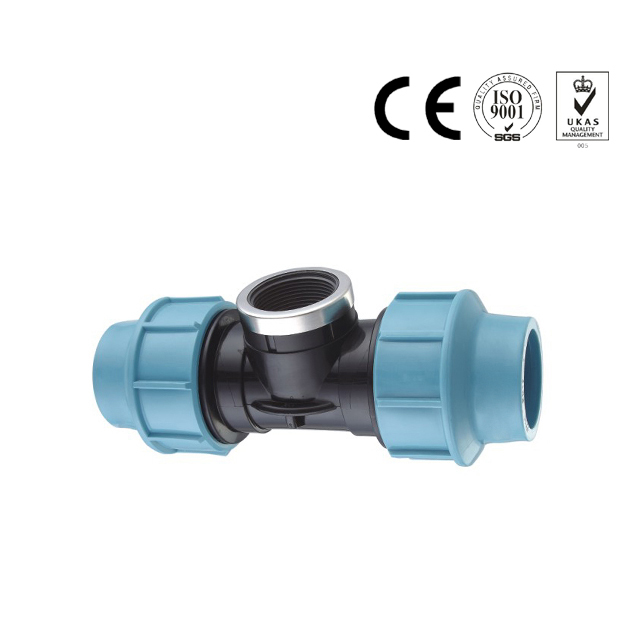 Plastic female tee compression pipe fittings made in pp hdpe