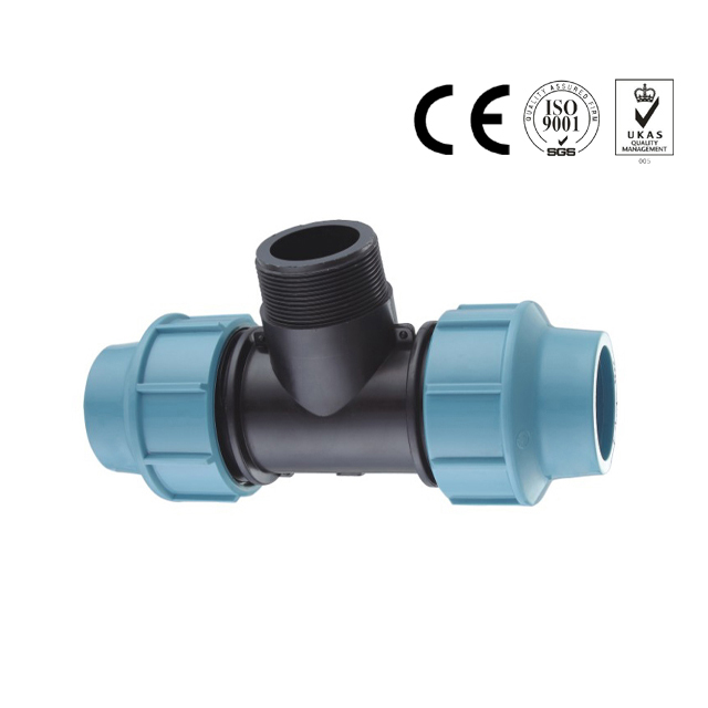 Blue and black PN16 male tee pp compression pipe fittings