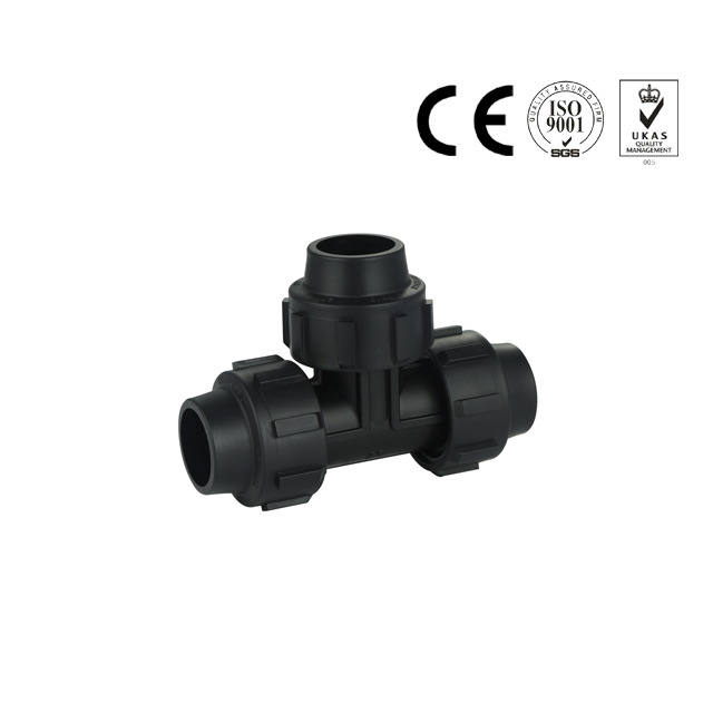 Water Supply Black Equal Tee pp compression pipe Fittings