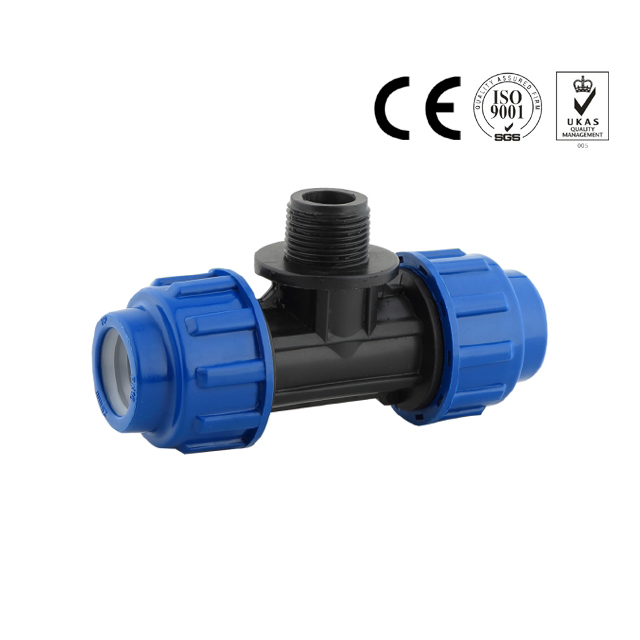 Hdpe pp male thread tee compression pipe fitting for irrigation