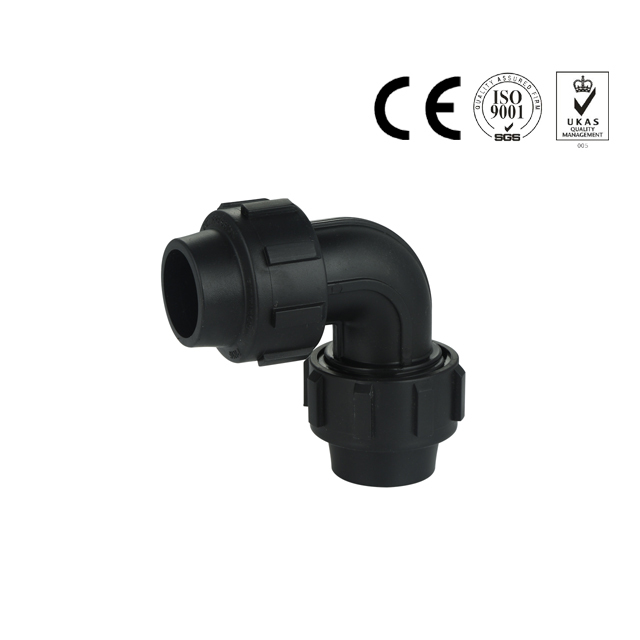 Fast connecting black 90 deg equal elbow PP HDPE fittings